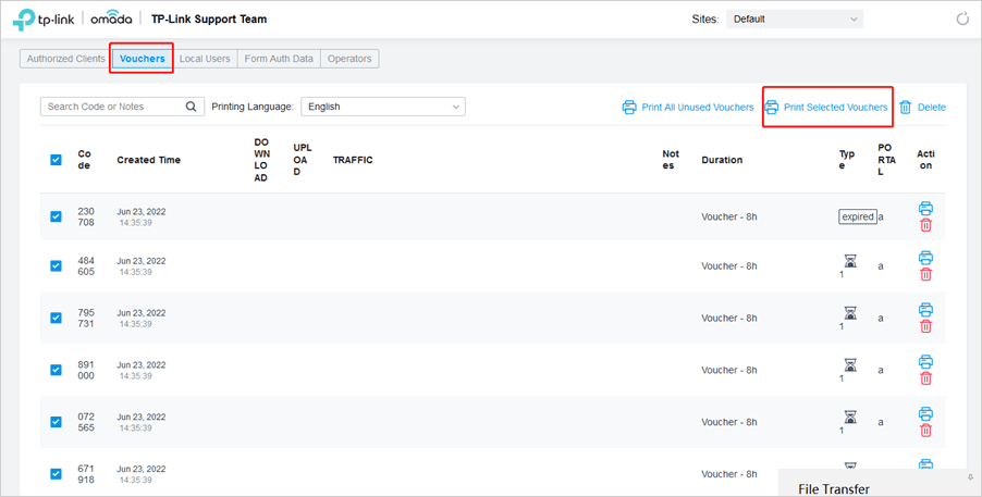 Confirm generated codes