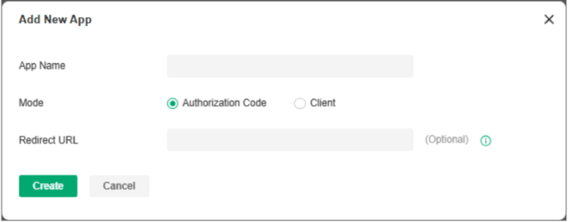 Omada Open API menu showing where to create an app